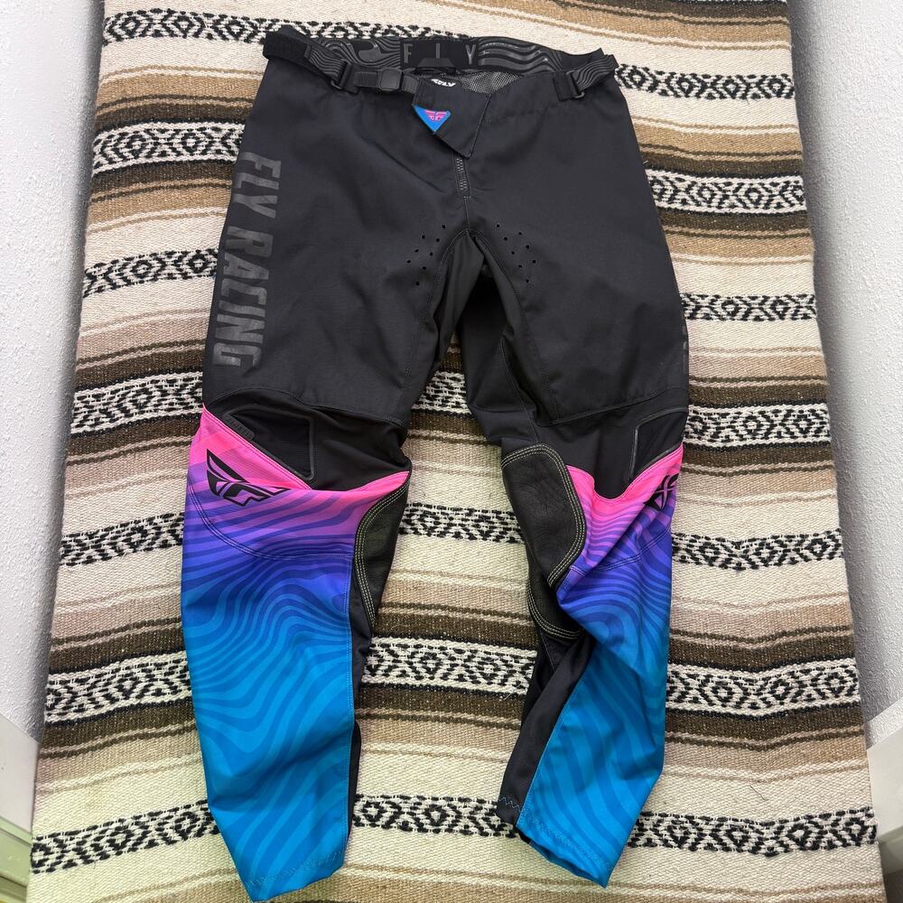Men's Fly Racing Kinetic SE Motocross Dirtbike MX Black Blue Pink Pants Sz 36